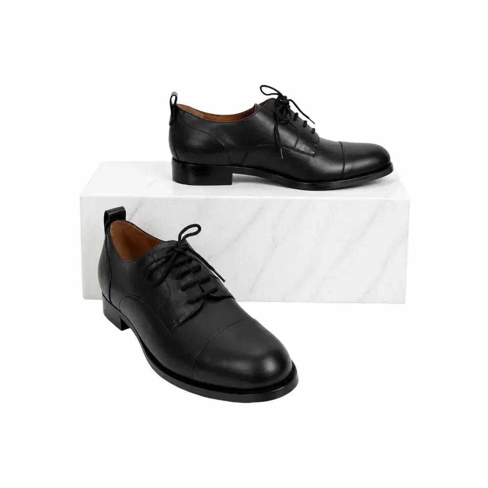 Valentino Garavani Black Derby Divise Leather Shoes Lace Up Size 42/ 9